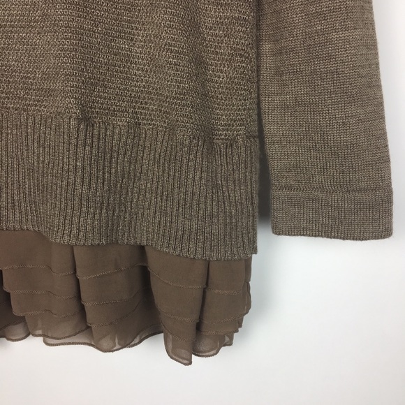 * Soft Surrounding Ruffle Hem tan tunic Sweater - Picture 3 of 6